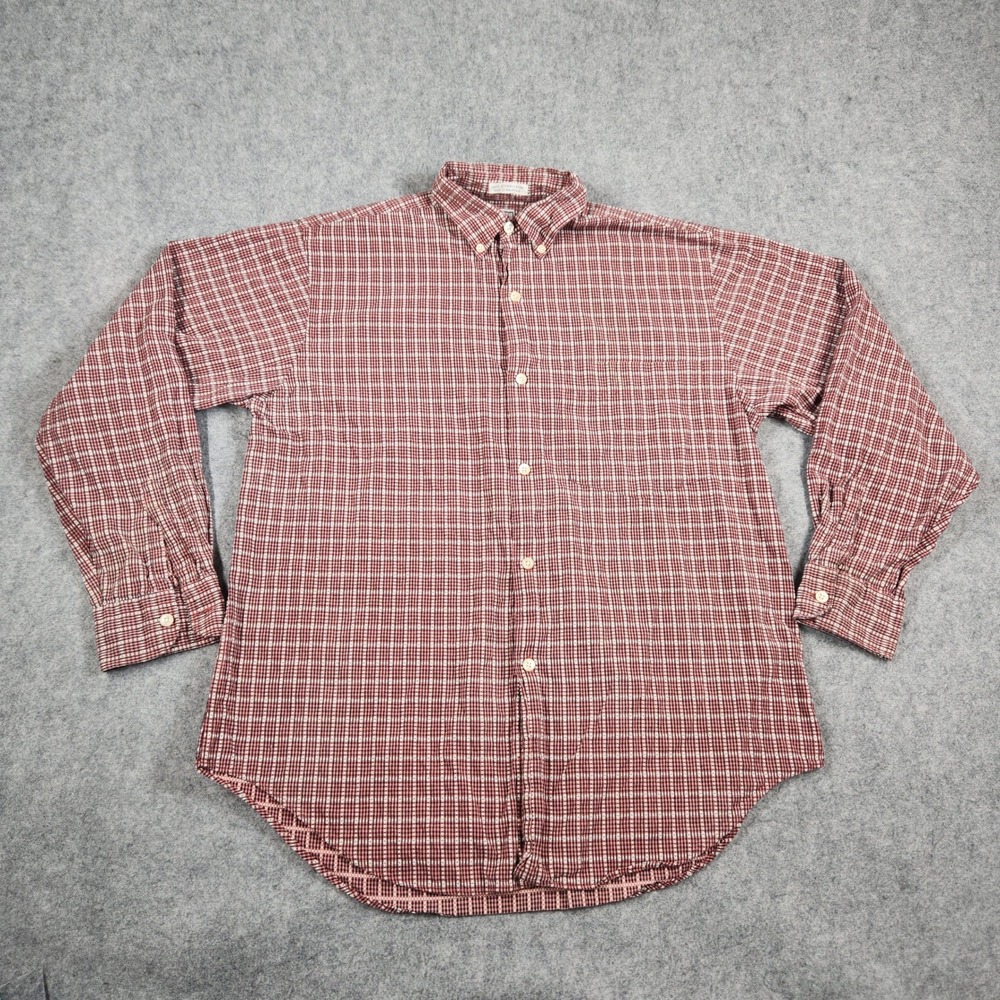 Yves Saint Laurent Button Down Shirt Mens S Pink Plaid Long Sleeve Cotton